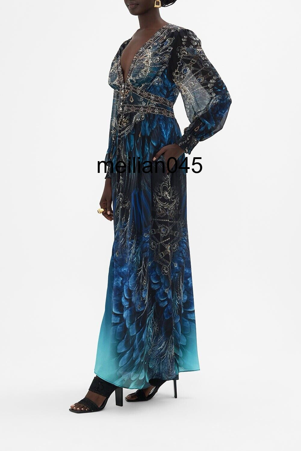 2025 NEW Camilla Printed silk V-neck dress