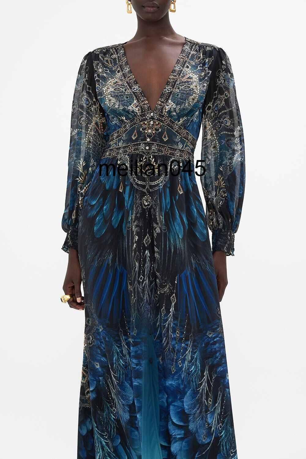 2025 NEW Camilla Printed silk V-neck dress