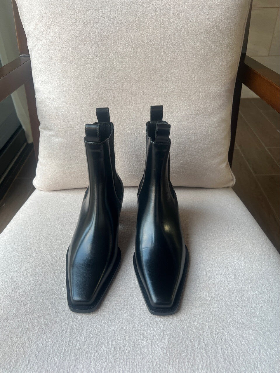 toteme leather short mid-heel Chelsea boots for women